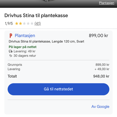 Drivhus fra Plantasjen