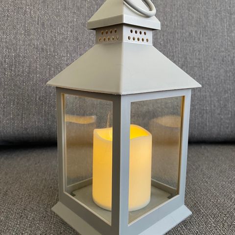 Vintage Lantern With LED Candle Grå
