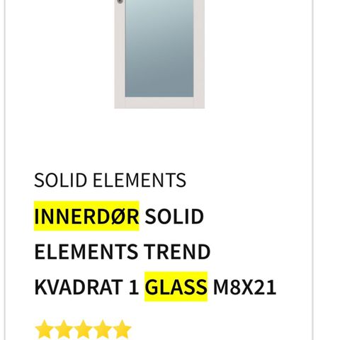 Innerdør med klart glass (har 2 stk)