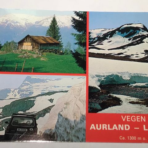 Postkort Aurland - Lærdal vei med Volvo