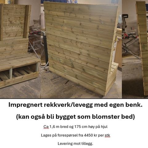 Benk/blomsterbed med rekkverk på bestilling