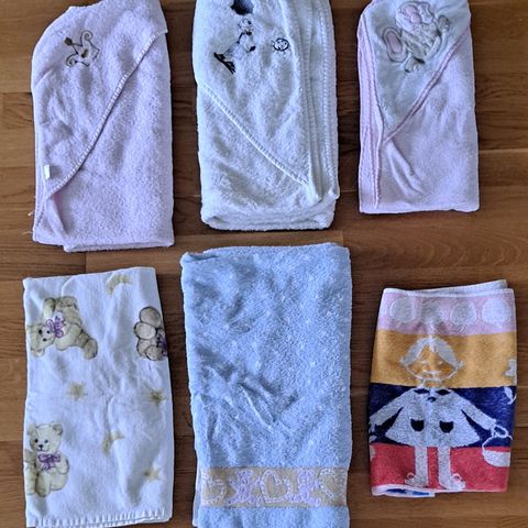 6 stk babyhåndklær