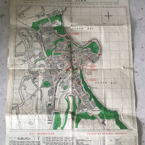 Vintage 1950s Scarborough Tourist Map