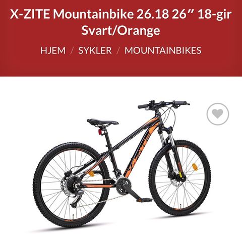 x-zite-mountainbike-26 18gir-svart-orange/