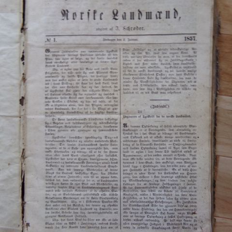 "Ugeskrift for Norske Landmænd" - årgang 1857