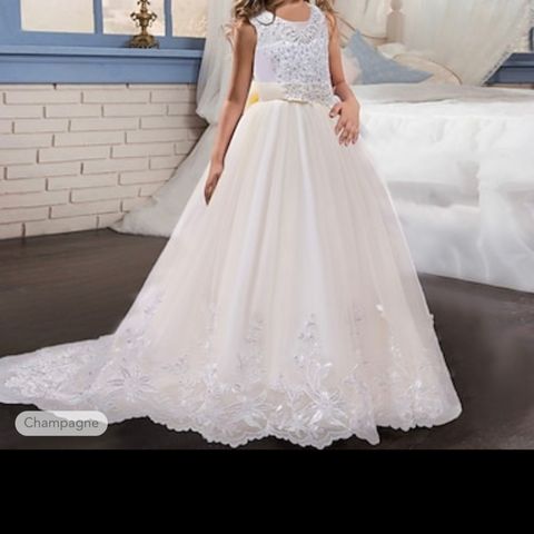 Ny, ubrukt brudepike kjole- brud, hvit kjole for jente