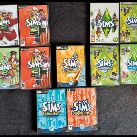 SIMS PC-spill samling (alt i norsk tale) / The SIMS 2 & The SIMS 3 🔥Ny priser!