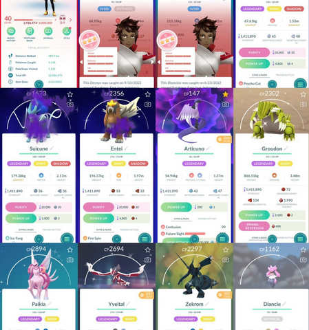 Pokemon go bruker lv 40 med 236 legendary