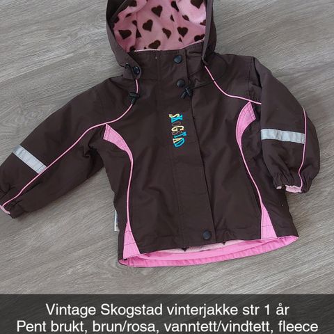 Vintage Skogstad vinterjakke str 1 år