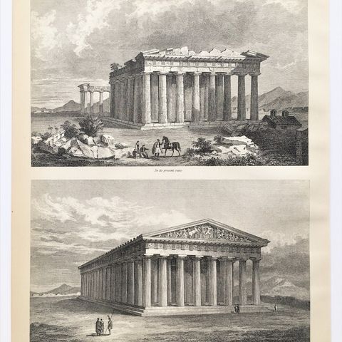 Fantastisk flott arkitekturtrykk fra 1800-tallet. Parthenon - Athen.