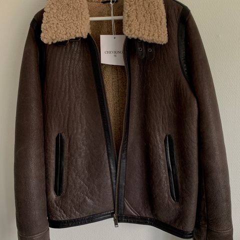 UBRUKT! Chevignon skinnjakke  B-3 Sheepskin Leather Bomber Jacket