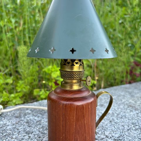 Vintage bordlampe fra 50-tallet | Teak og messing | Retro