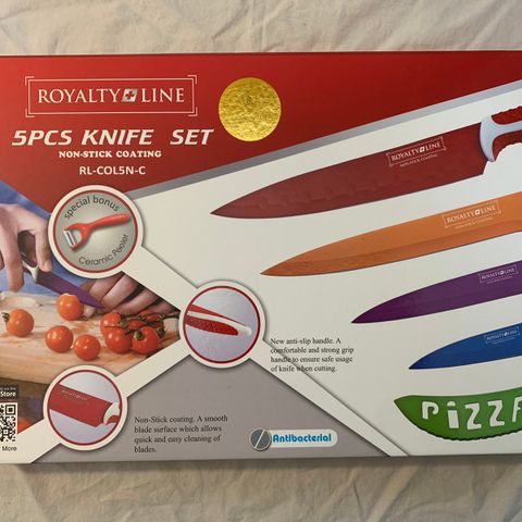 Royaltyline 5pcs non stick-knivsett fargerikt