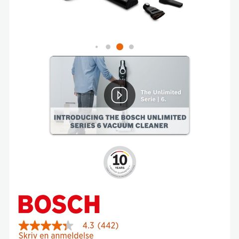 Bosch støvsuger. Originalt 4000 kr!