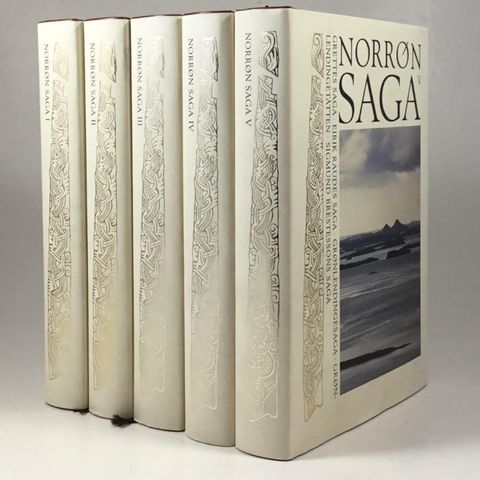 Norrøn Saga. 1-5. Med tegninger fra Island Av Johannes Larsen