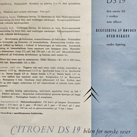 Citroën DS 19/ID19 brosjyrer selges