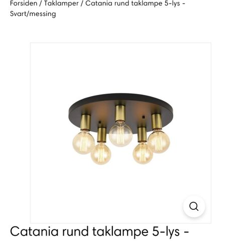 Catania Scan Light Taklampe til 5 dekor pære. Sort Metall/ gull