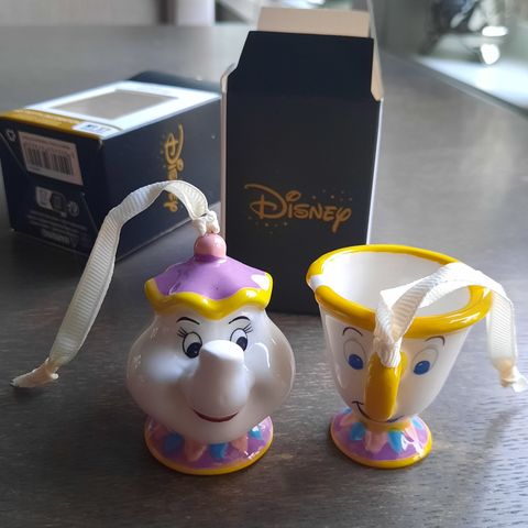 Disney figurer,Samlefigurer,Skjønnheten og udyret, Chip,Mrs potts,Juletrepynt