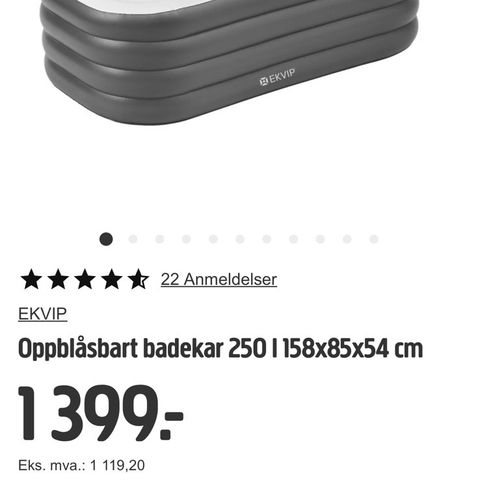 Uåpnet pakke med oppblåsbart badekar