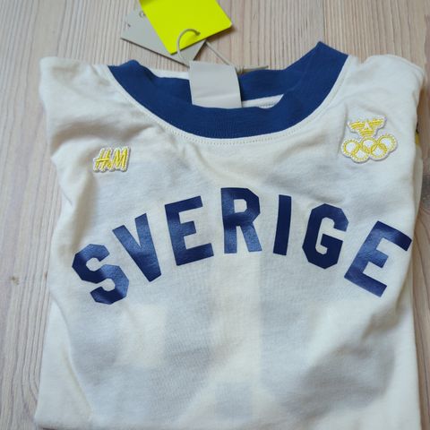 Str. 110/116 - Langarmet t-shirt Sverige, landslagsdrakt, Olympic collection