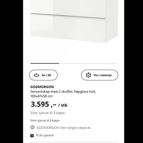 NYTT IKEA godmorgen servantskap, 80cm