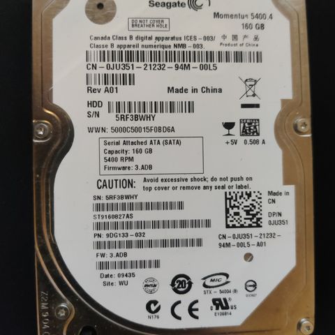 Seagate Sata hdd 160GB 2.5"