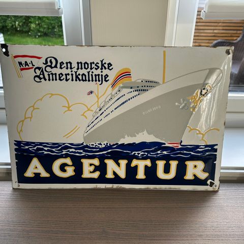 Originalt Den Norske Amerikalinje - Emaljeskilt