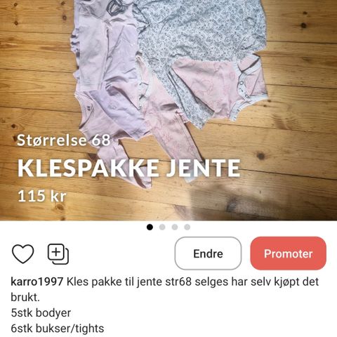 Klespakke til jente str 68