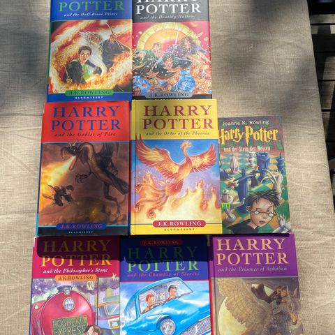 8 innbundne, Harry Potter-bøker (engelsk)
