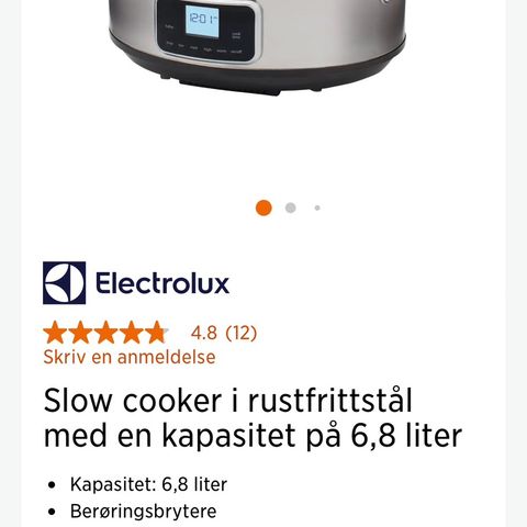 ELECTROLUX ESC7400 SLOWCOOKER - NY. M/KVITTERING