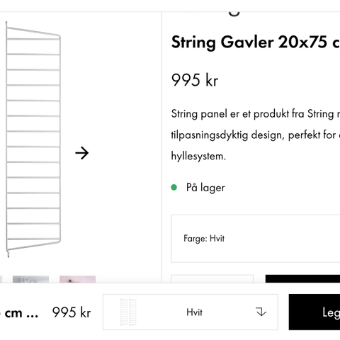 Ønsker å kjøpe 2 stk String vegg-gavler 20x75