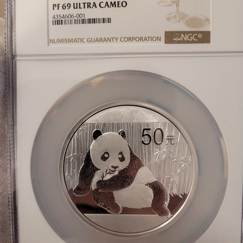2015 Panda 5 oz PF69 Gradert Proof Sølv