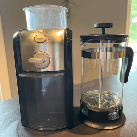 Krupps kaffekvern og IKEA presskanne