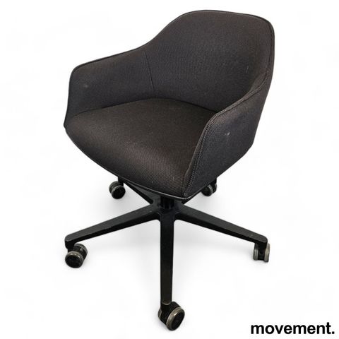 8 stk Vitra Softshell konferansestol på hjul i sort stoff / sort, pent brukt