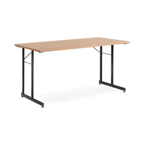 Helt nytt | Konferansebord CLAIRE, sammenleggbart, L1400 B700 H720 mm, bøk/svart