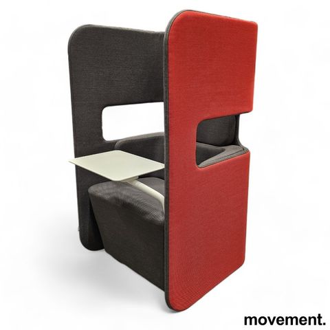 2 stk 1-seter loungestol / alkovestol i rødt / grå, modell Podseat fra Martela m