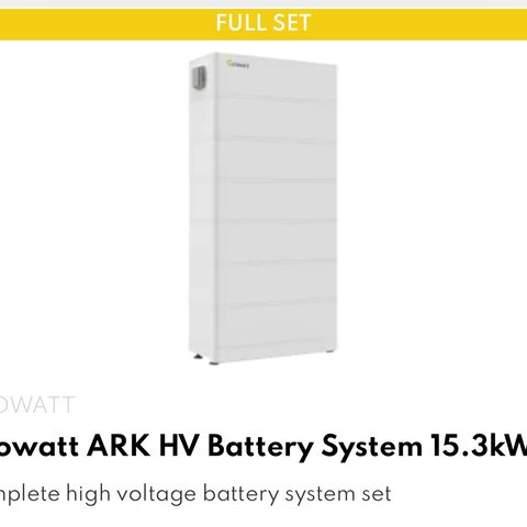 Utstillingsmodel! Growatt ARK 15,3kw batteripakke for solcelleanlegg.