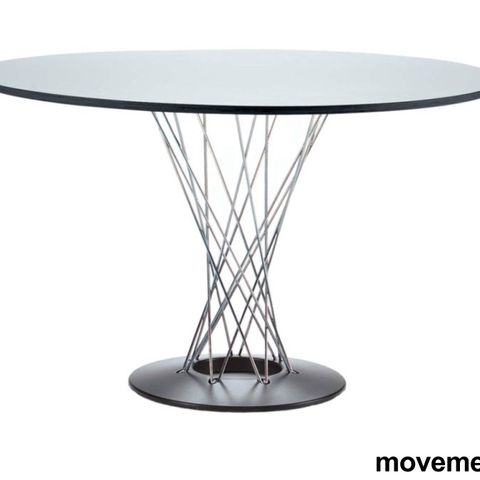 Vitra Noguchi Table, Ø=121cm, H=73cm, hvit plate, sort kant, pent brukt