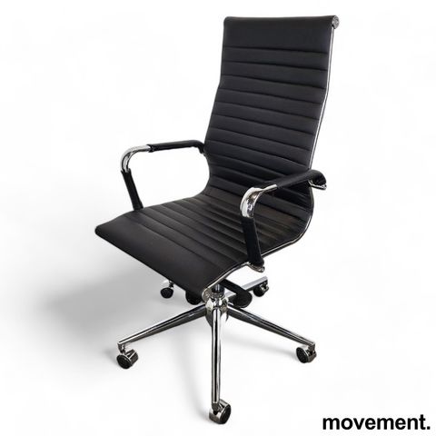 18 stk Besøksstol /  konferansestol i sort / krom på hjul, pent brukt