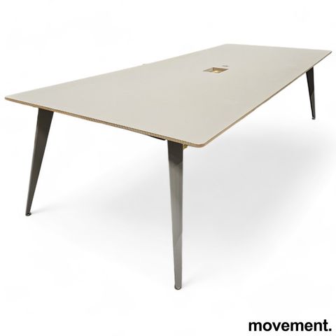 Konferansebord / kursbord / møtebord i grå linoleum / grålakkert metall, 300x120