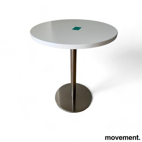 Pedrali kafebord / rundt bord i hvitt./ satinert stål, Ø=60cm, høyde 75cm, pent 