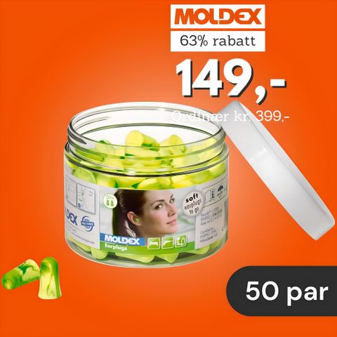 Ørepropper Moldex 36dB Pura-Fit, 50 par