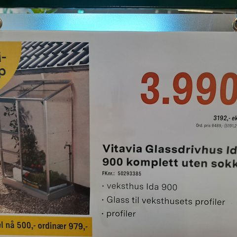 Veggdrivhus ida 900 glass