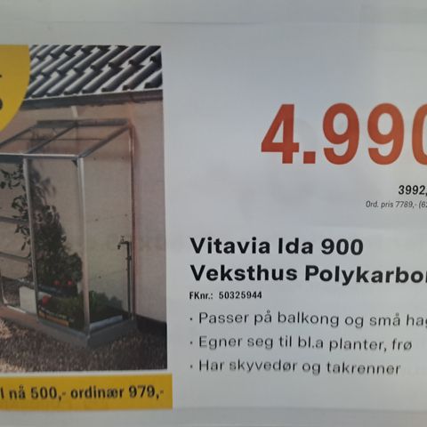 Veggdrivhus ida 900 polykarbonat