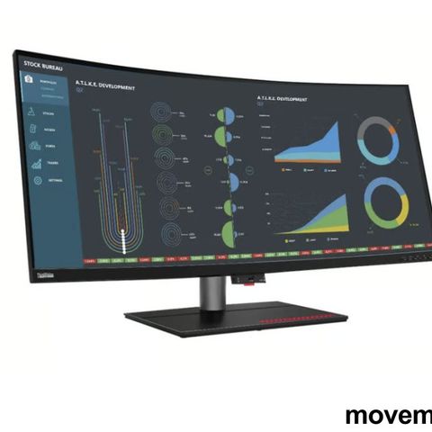 9 stk Lenovo Thinkvision T40w-20, 40toms 5K curved, 5120x2160, pent brukt