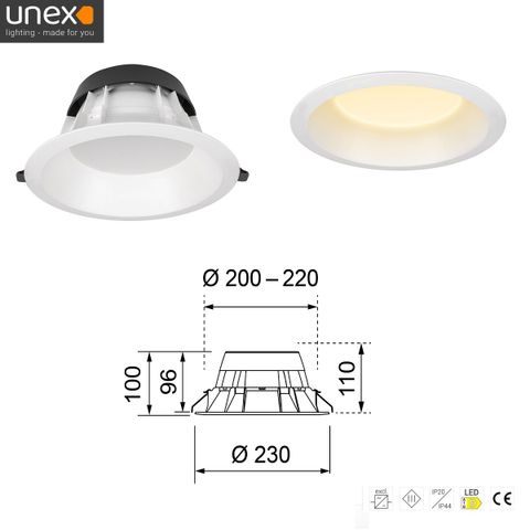 13 stk.Unex EcoLed ø 210mm 3000k (inkl.trafo) - BRUKTEBYGGEVARER!