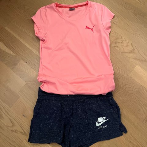 Treningsklær ; T-skjorte fra Puma og Shorts fra Nike