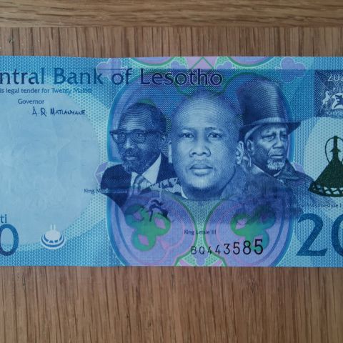 Lesotho 20 maloti, 2021, UNC