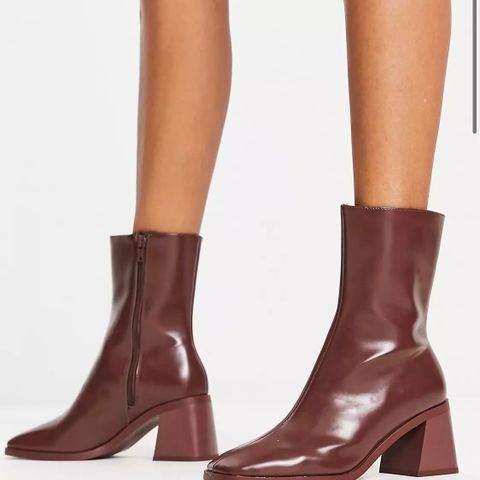 Monki heeled ankle boot in chocolate