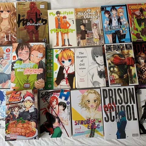 Manga på engelsk selges billig (alt 50kr, minus Prison School)